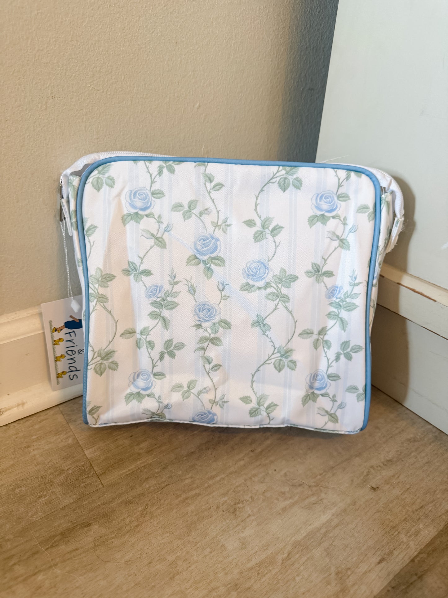 Carson and Friends Zipper Pouch- Blue Rose Trellis