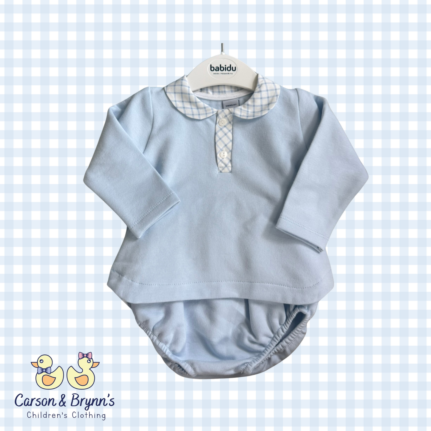 Babidu Blue Collared Diaper Set