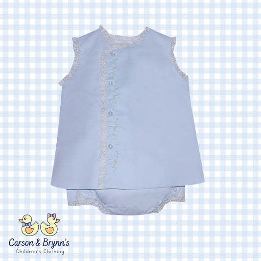 Baby Sen Blanche Lace Diaper Set- Blue