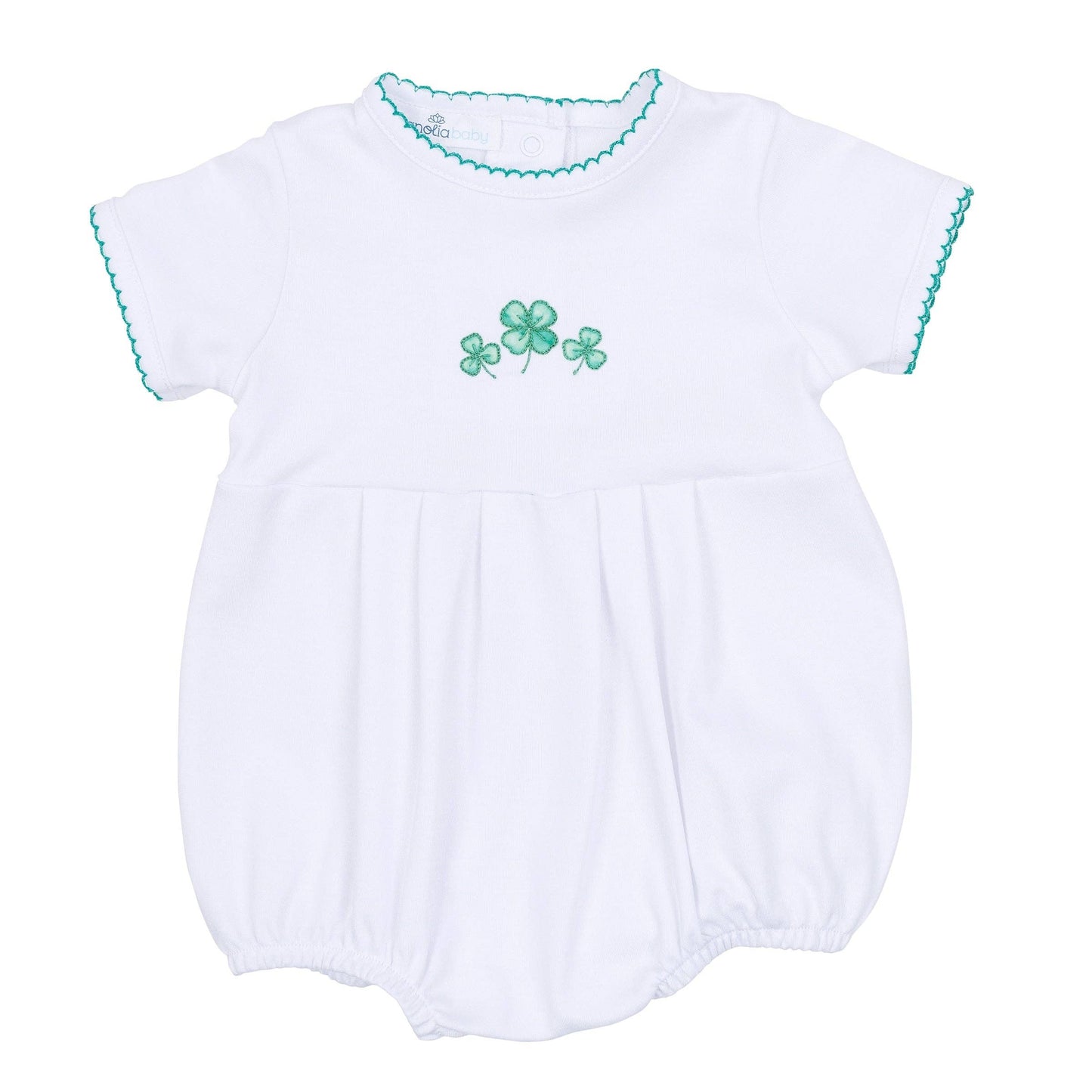 Magnolia Baby - Lucky Little Ones Embroidered Short Sleeve Bubble - Green