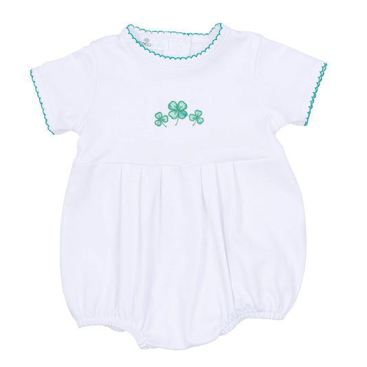 Magnolia Baby - Lucky Little Ones Embroidered Short Sleeve Bubble - Green