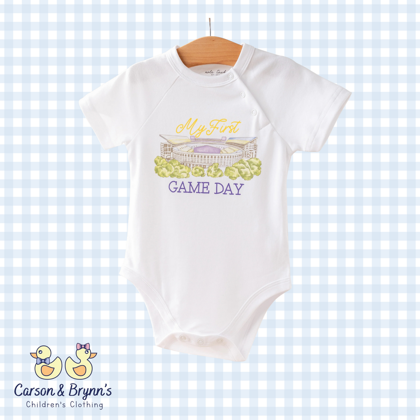 My First Game Day Organic Cotton Onesie- LSU