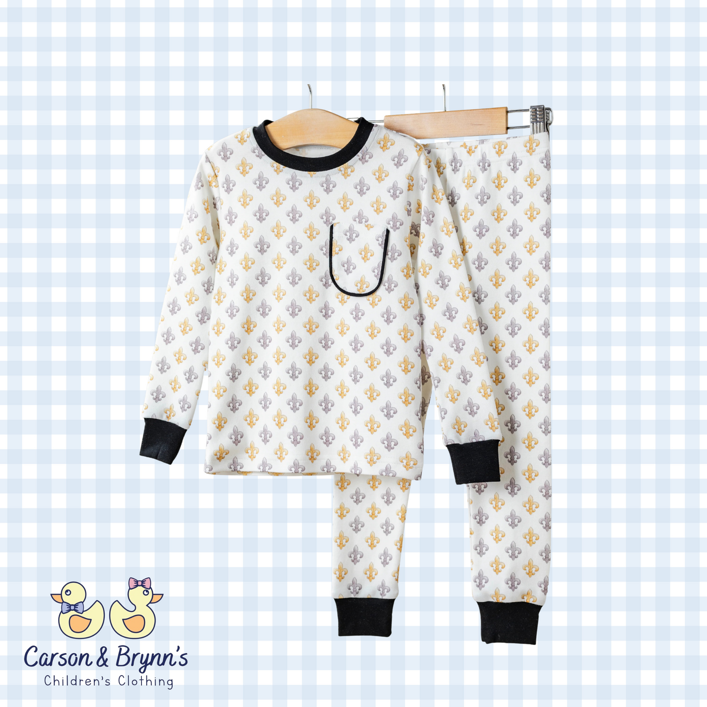 Black & Gold Fleur De Lis Organic Cotton Pajama