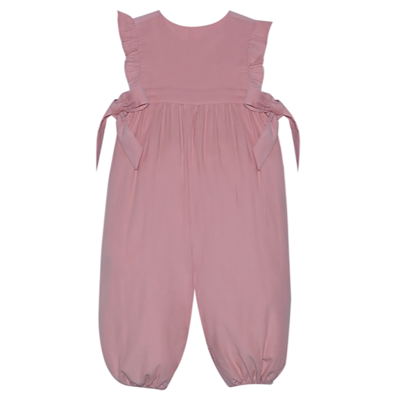 Abigail Girl Long Romper- Soft Peach