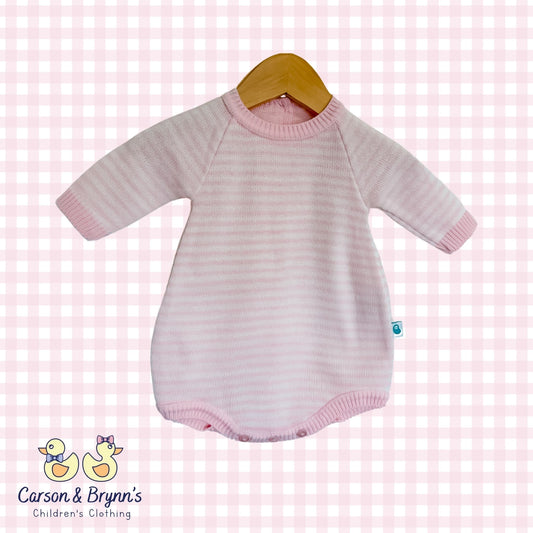 Cotton Striped Sweater- White and Pink