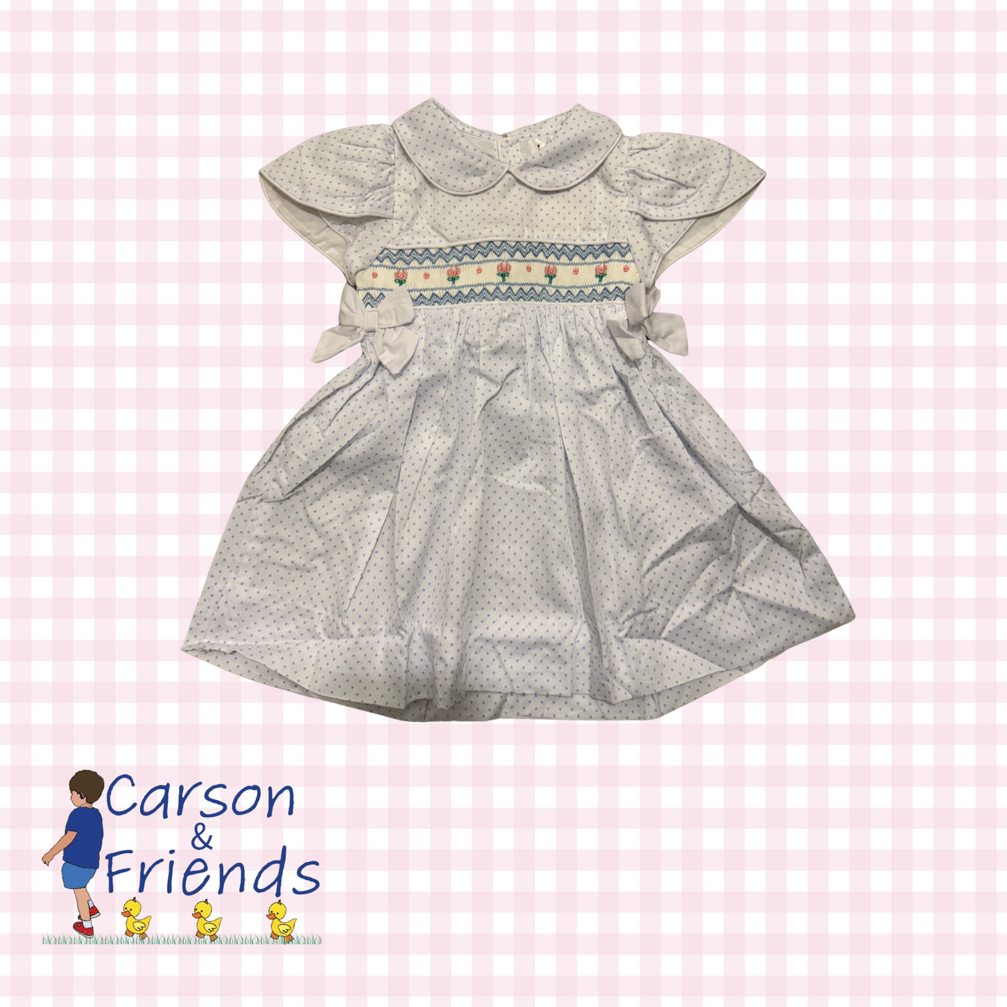 Smocked Flowers Bitty Dot Dress