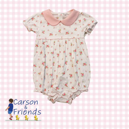 Carson and Friends Pink Floral Pima Collared Bubble