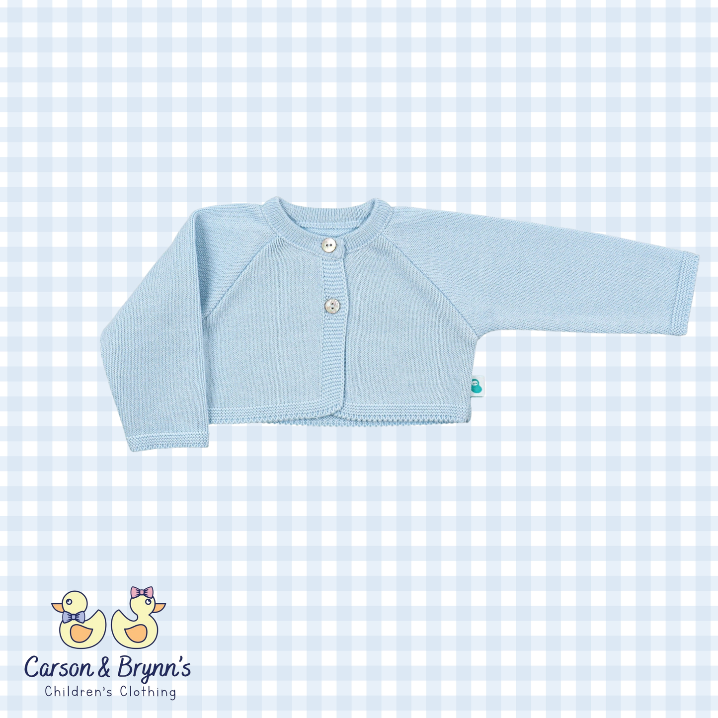 Cotton Knit Sweater- Two Buttons- Blue