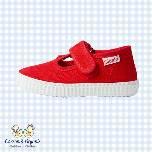 Cienta Shoes Velcro T-Strap - Red