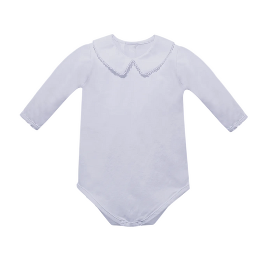 Baby Sen White Long Knit Onesie- Boys