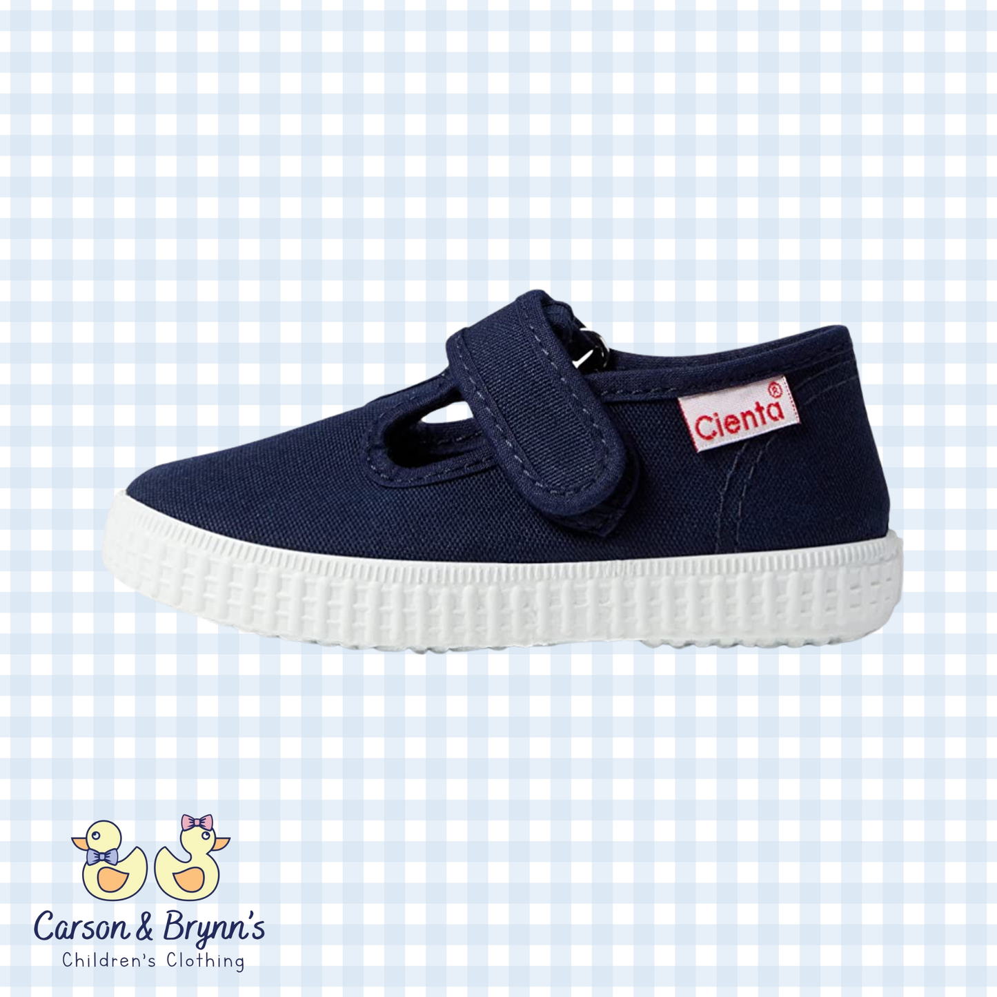 Cienta Shoes Velcro T-Strap - Navy