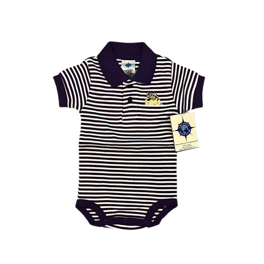 Creative Knitwear LSU Striped Polo Bodysuit