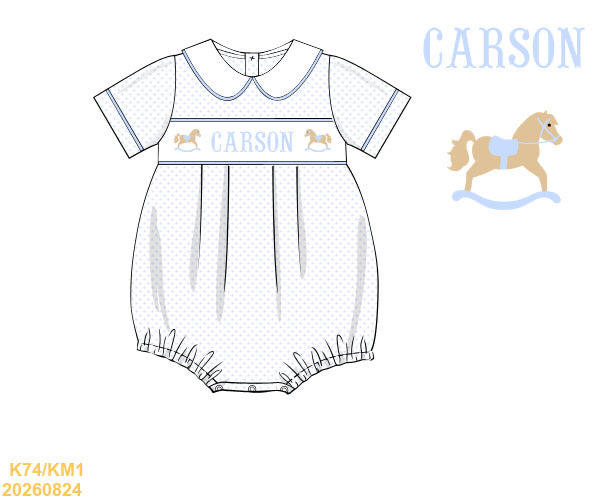 Preorder ETA January Swiss Dot Rocking Horse Bubble with Name