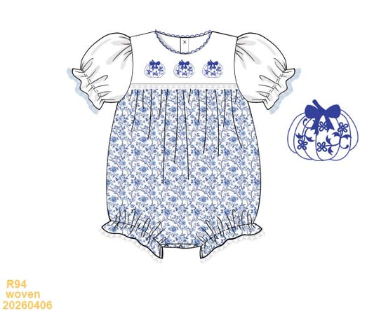 PREORDER ETA LATE AUGUST- Carson and Friends Blue Toile Pumpkins Bubble