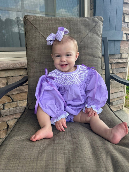 Carson and Friends Lavender Bubble with Ribbon and Pearls