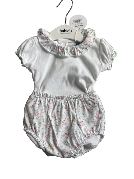 Babidu Baby Girls Floral Onesie and Bloomer Set