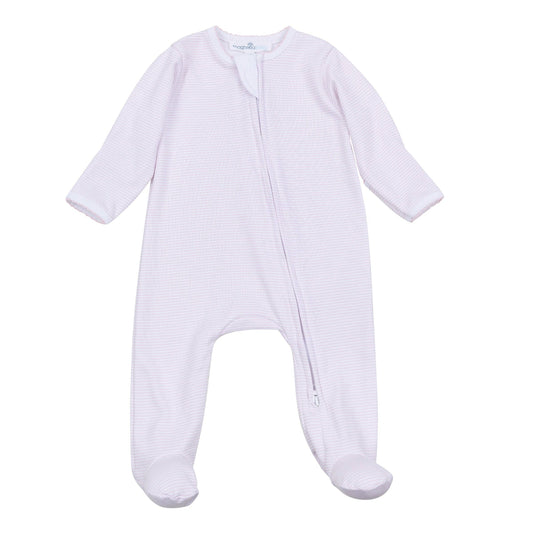 Magnolia Baby - Mini Stripes Zip Footie - Pink
