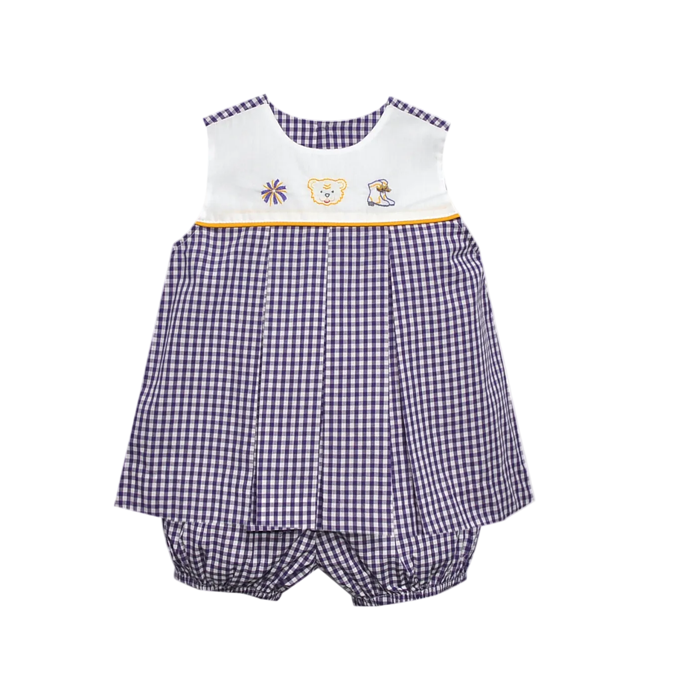 Southern Saturday Tigers Purple and Gold Bloomer Set