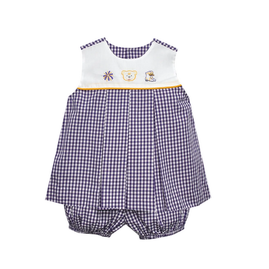 Southern Saturday Tigers Purple and Gold Bloomer Set