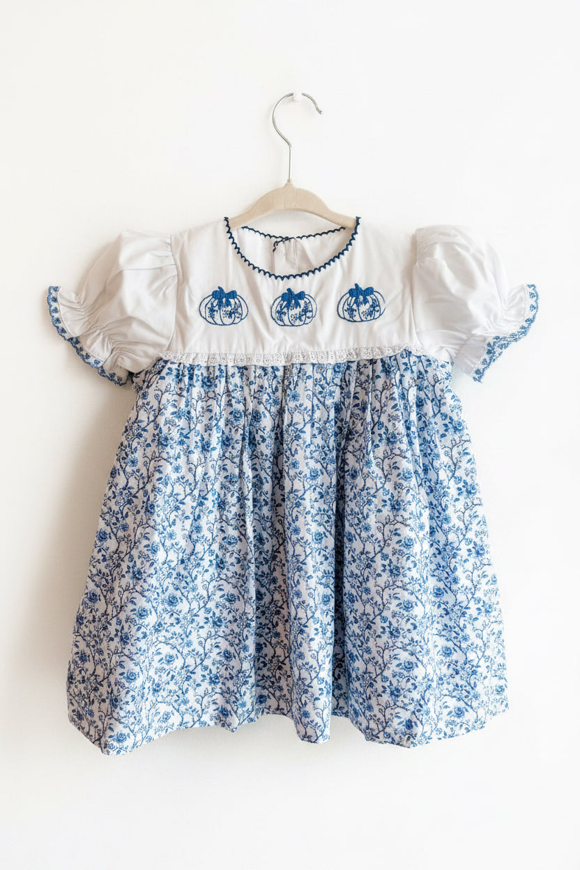 Carson and Friends Blue Toile Pumpkins Dress