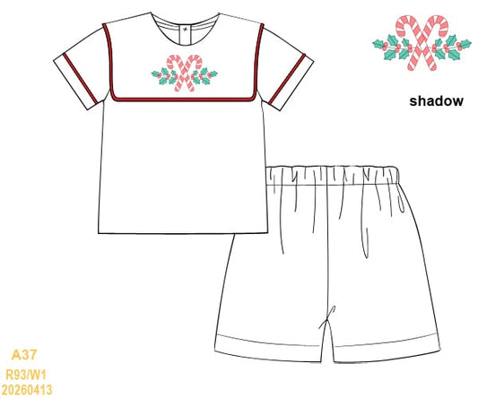 PREORDER ETA OCTOBER Carson and Friends Candy Cane Heirloom Short Set