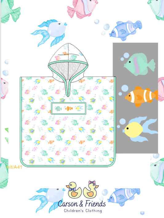 PRESALE- Boys Fishy Smocked Hooded Towel