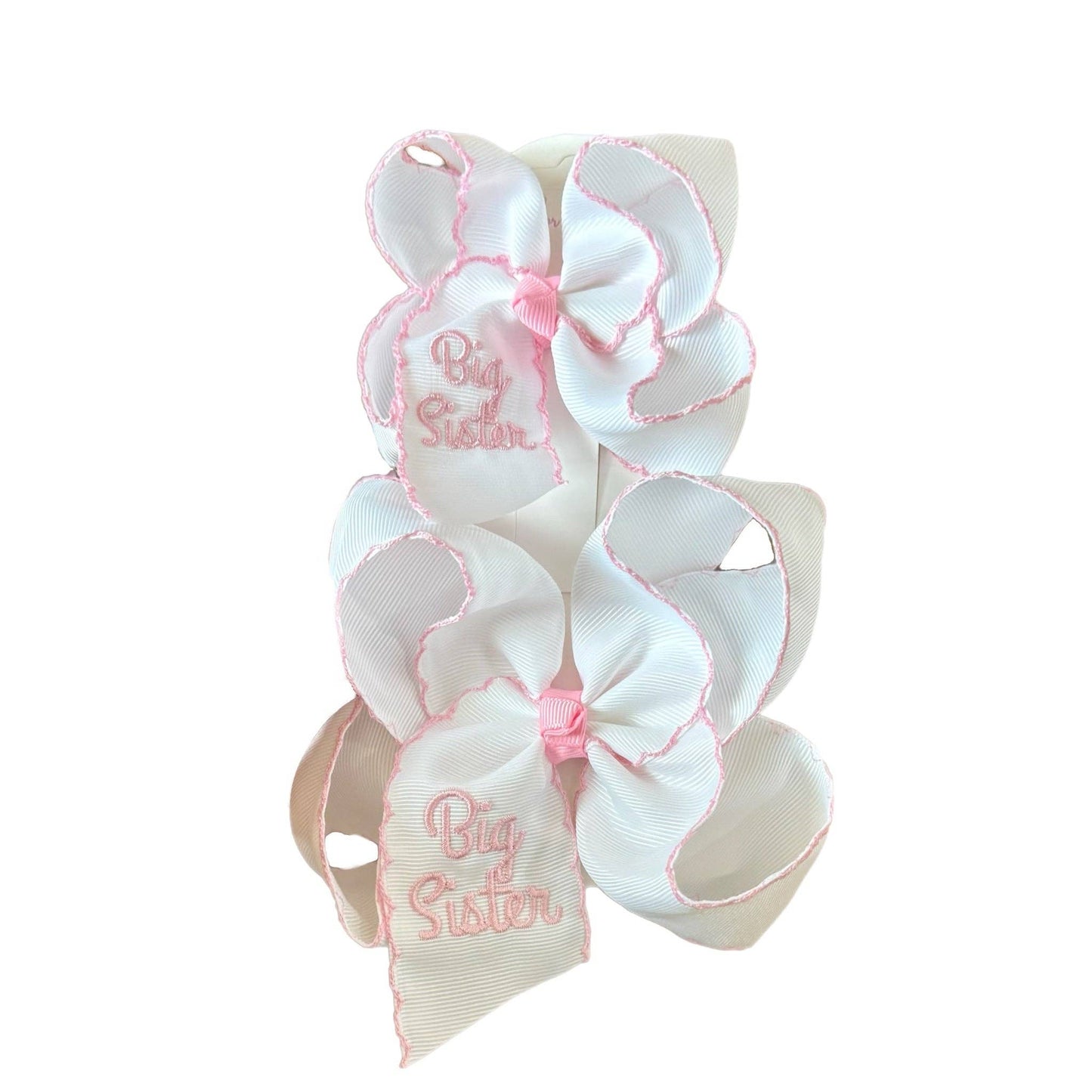 Just For Fun Threads - Big Sister Embroidered Moonstitch Hair Bow