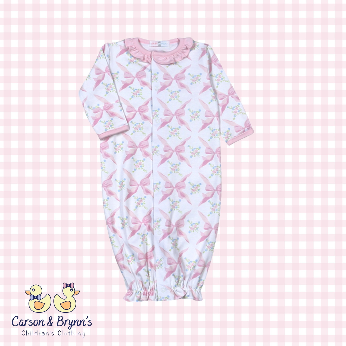 Baby Loren Pink Bows Pima Converter Gown