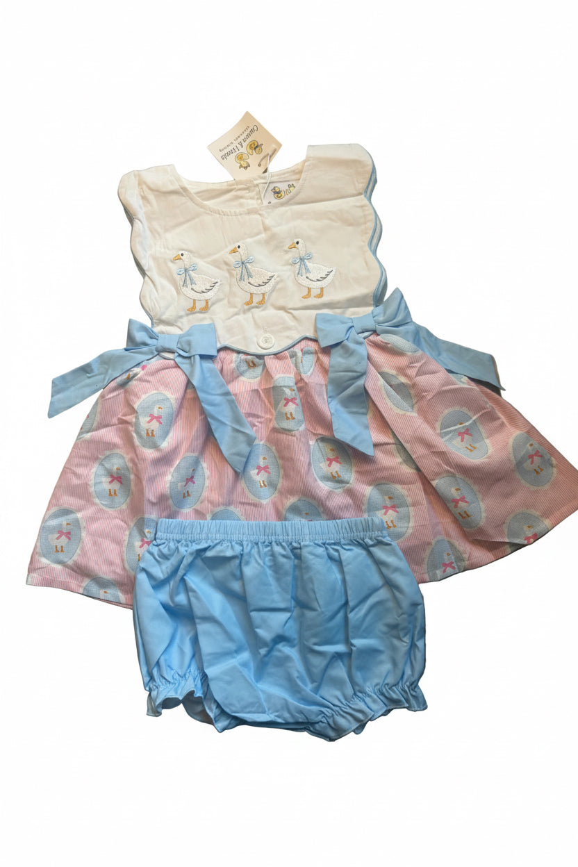 Carson and Friends Silly Goose Embroidered Diaper Set