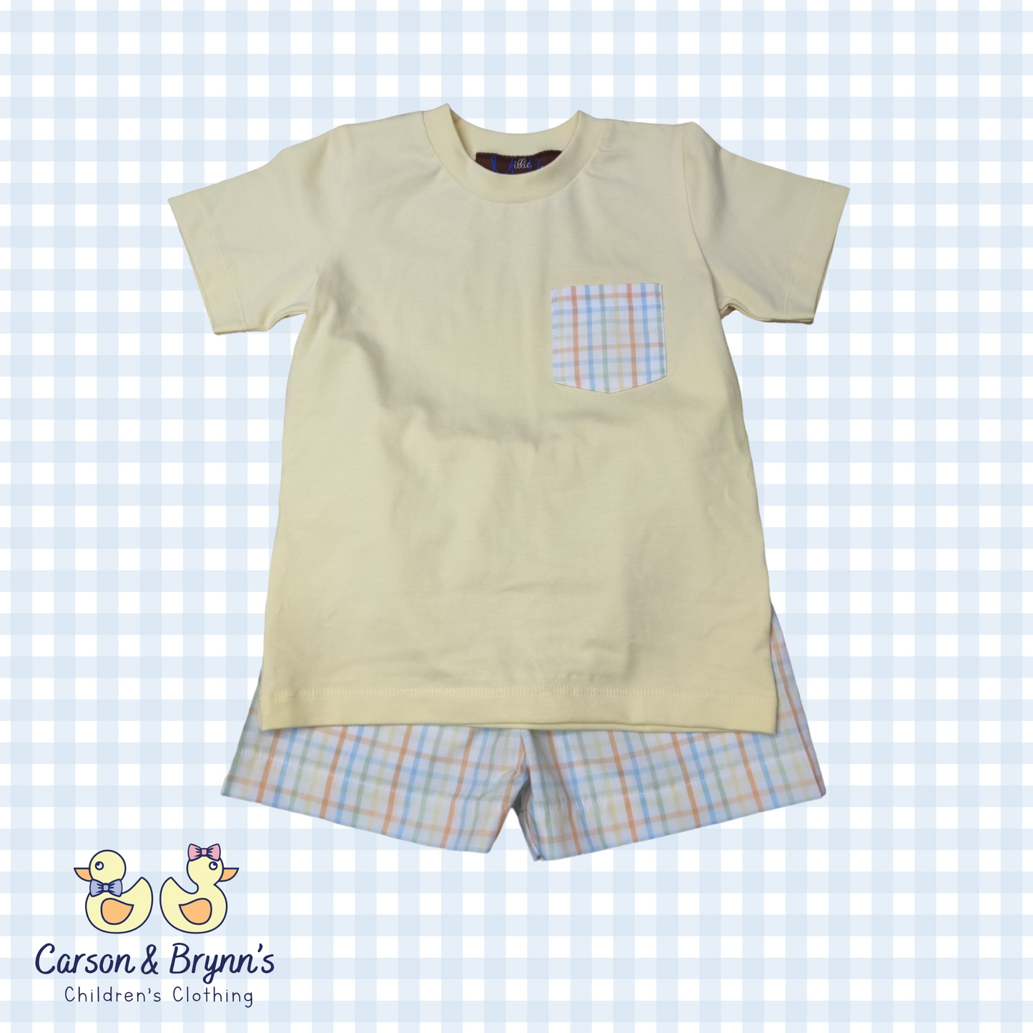 Spring Gingham Boys Short Set