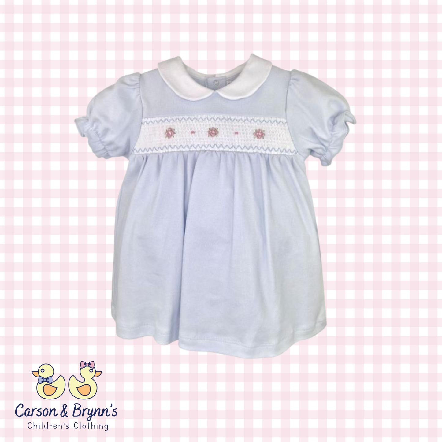 Petit Ami Smocked Flower Knit Dress Blue