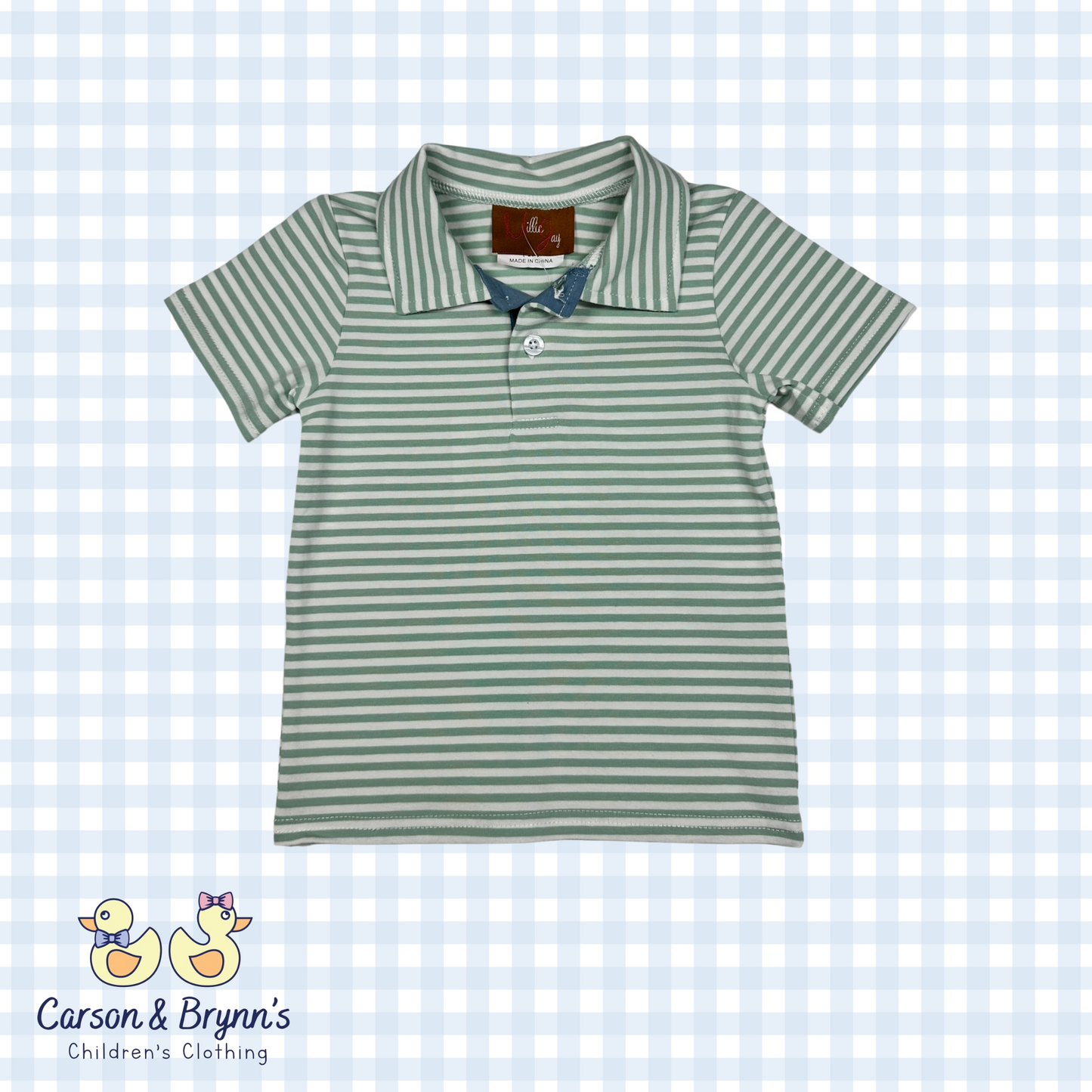 Bennet Short Sleeve Shirt- Light Green Stripe