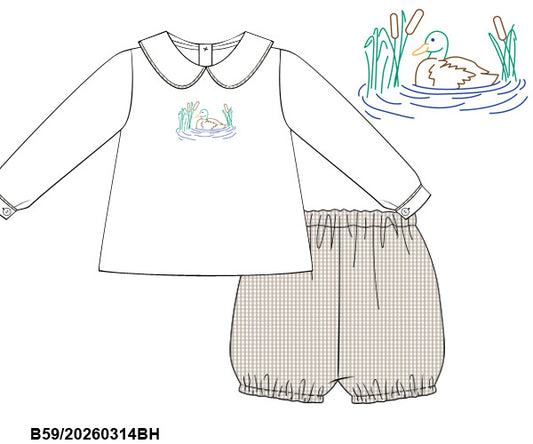 PREORDER ETA LATE AUGUST- Hand Embroidered Mallard Banded Short Set
