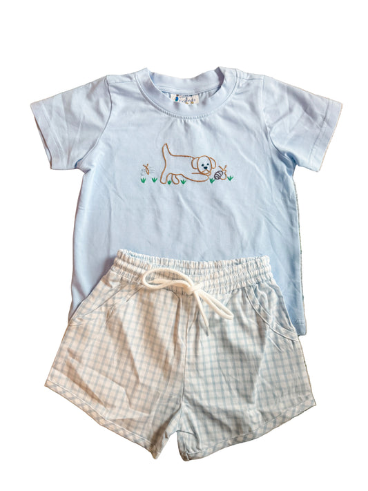 Carson and Friends Snips and Snails Hand Embroidered Short Set