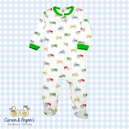 Baby Loren Tractors Zipper Footie