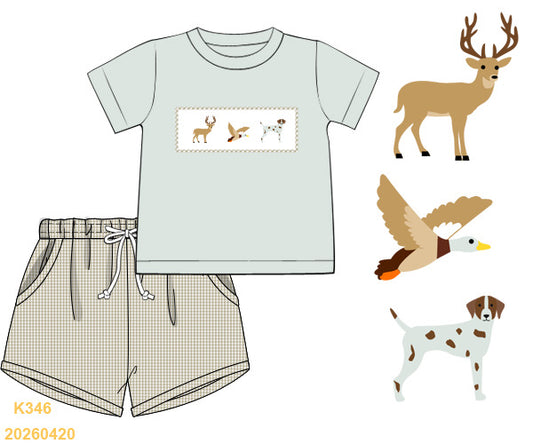 PREORDER ETA LATE AUGUST- Hunting Dog Smocked Short Set