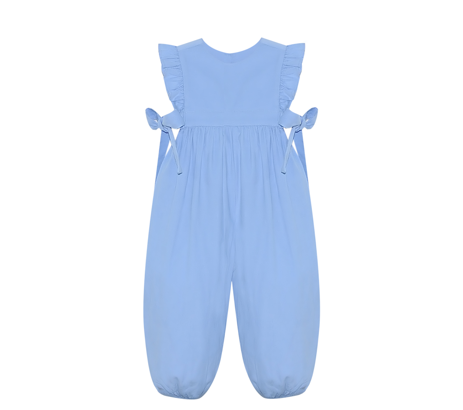 Abigail Girl Long Romper- Blue Cord