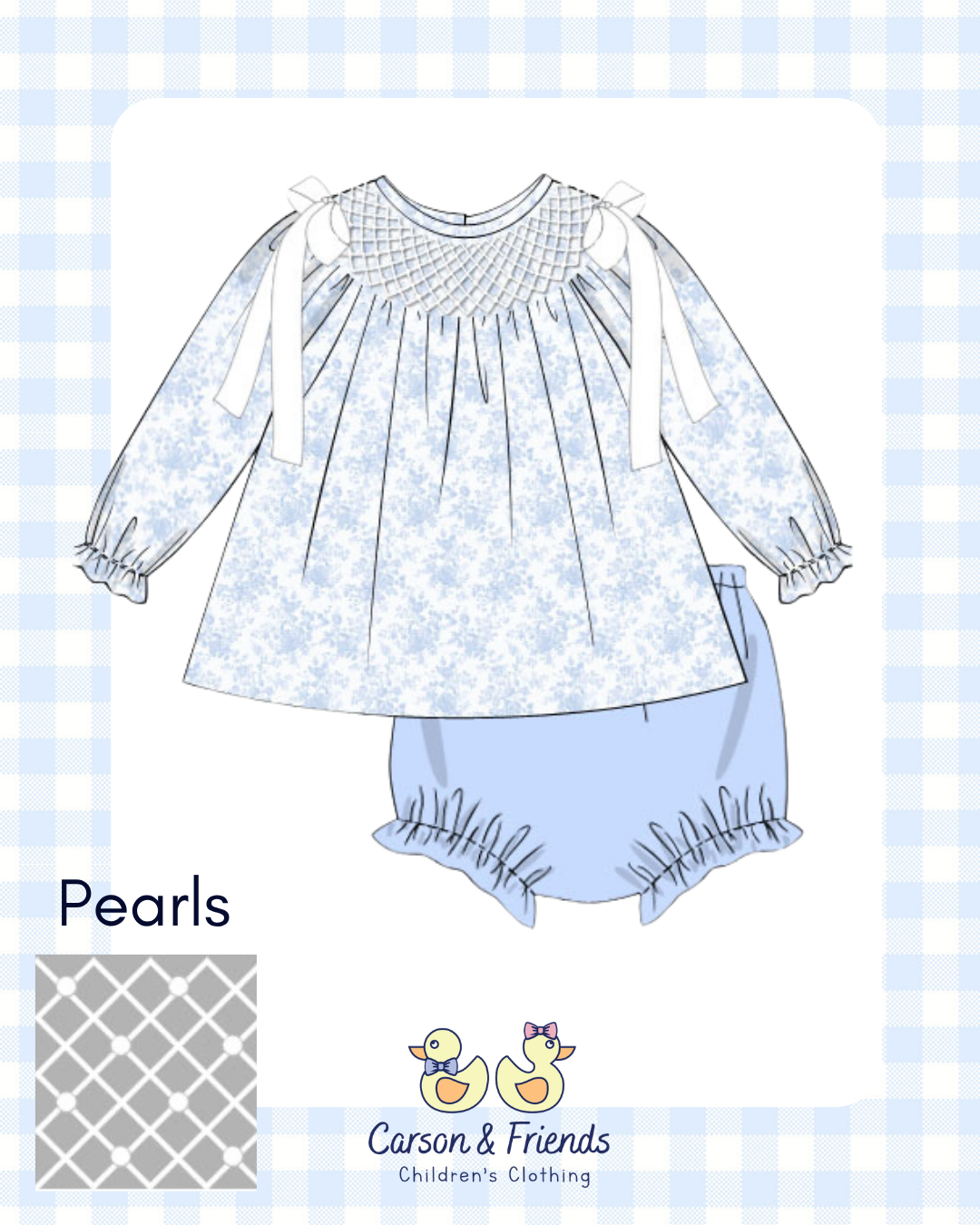 PRESALE ETA NOVEMBER- Carson and Friends Blue Toile and Pearls Diaper Set