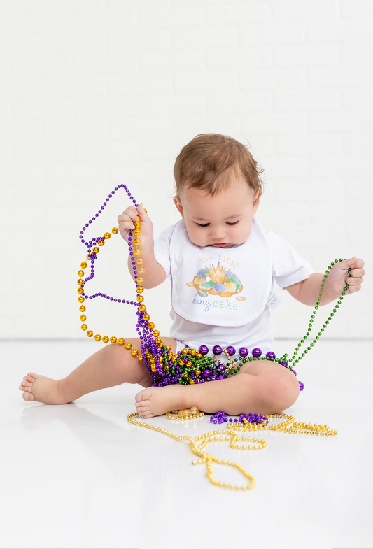 Nola Tawk - My First King Cake Cotton Bib