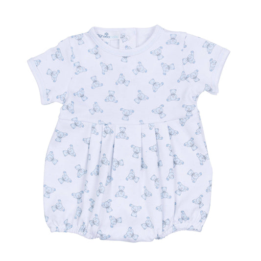 Magnolia Baby - Baby's Teddy Short Sleeve Bubble - Light Blue