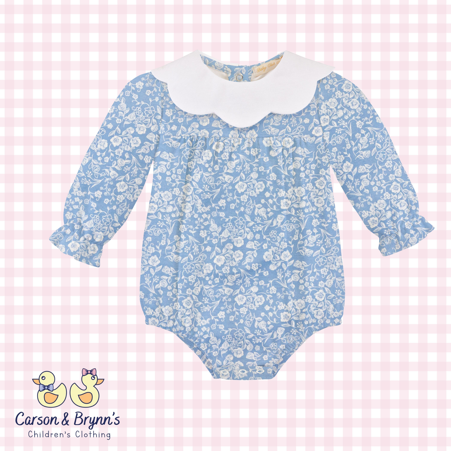 Baby Club Chic Blue Floral Pima Bubble