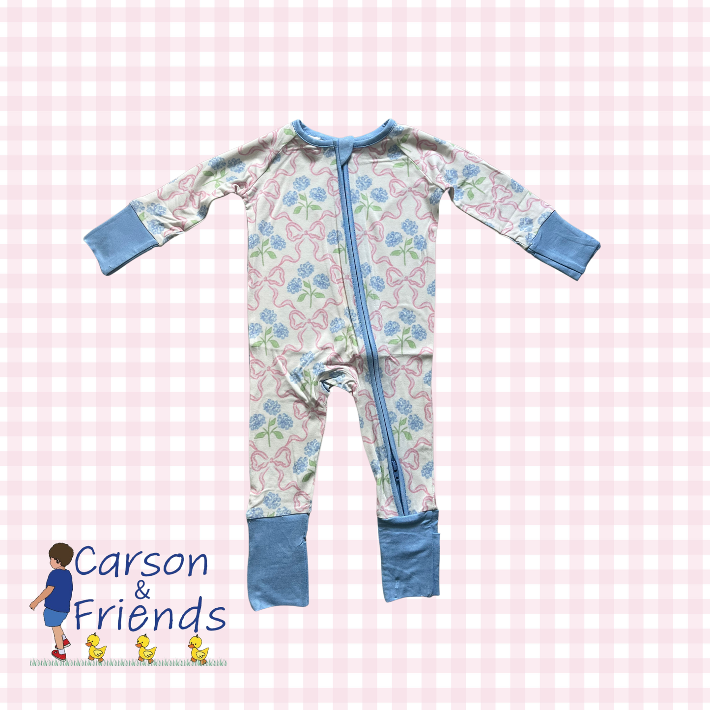 Carson and Friends Bamboo Viscose Zippy- Hydrangea Bow Trellis