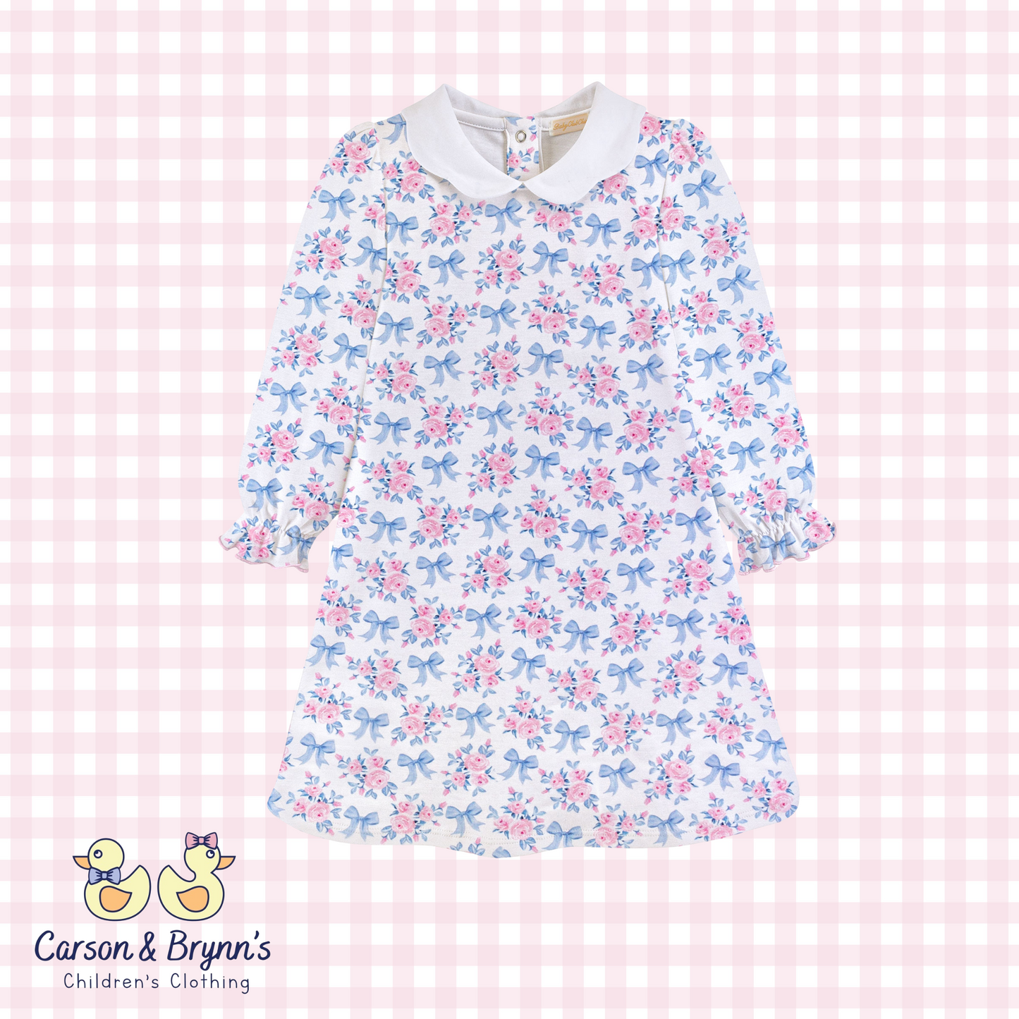 Baby Club Chic Blue Floral Bows Pima Dress