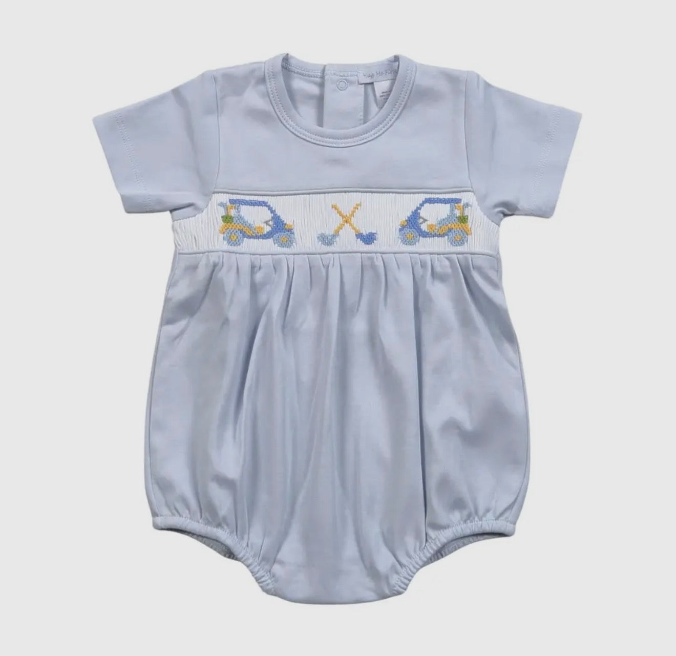 Baby Loren Golf Cart Smocked Bubble- Blue