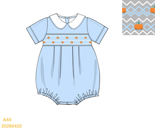 PREORDER ETA LATE AUGUST- Carson and Friends Geo Smocked Pumpkin Bubble Boys
