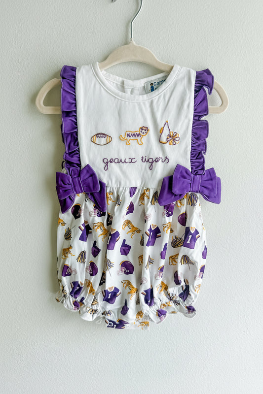 Carson and Friends Purple and Gold Hand Embroidered Bubble Girls