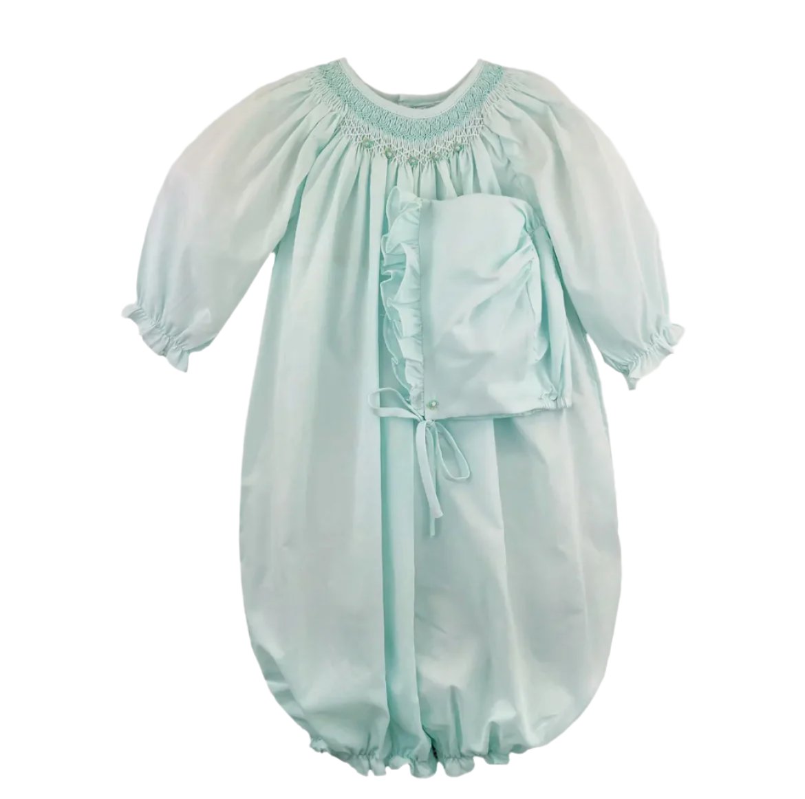 Petit Ami Heirloom Smocked Convertible Gown and Bonnet