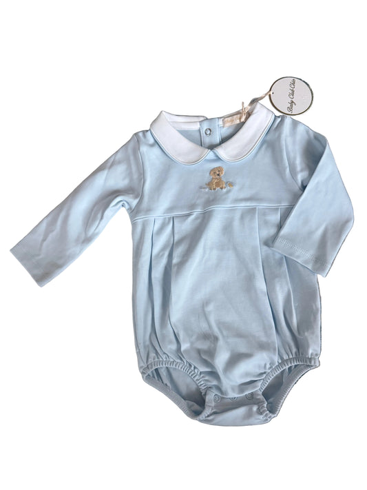 Baby Club Chic Puppy Embroidered Bubble with Round Collar