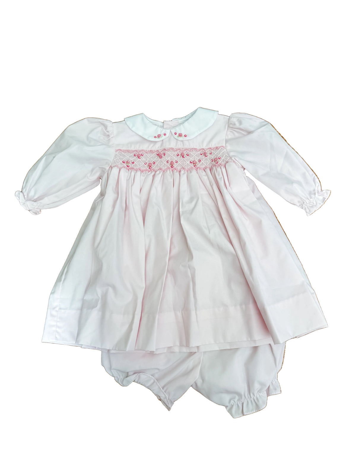 Petit Ami Pink Smocked Dress with Roses