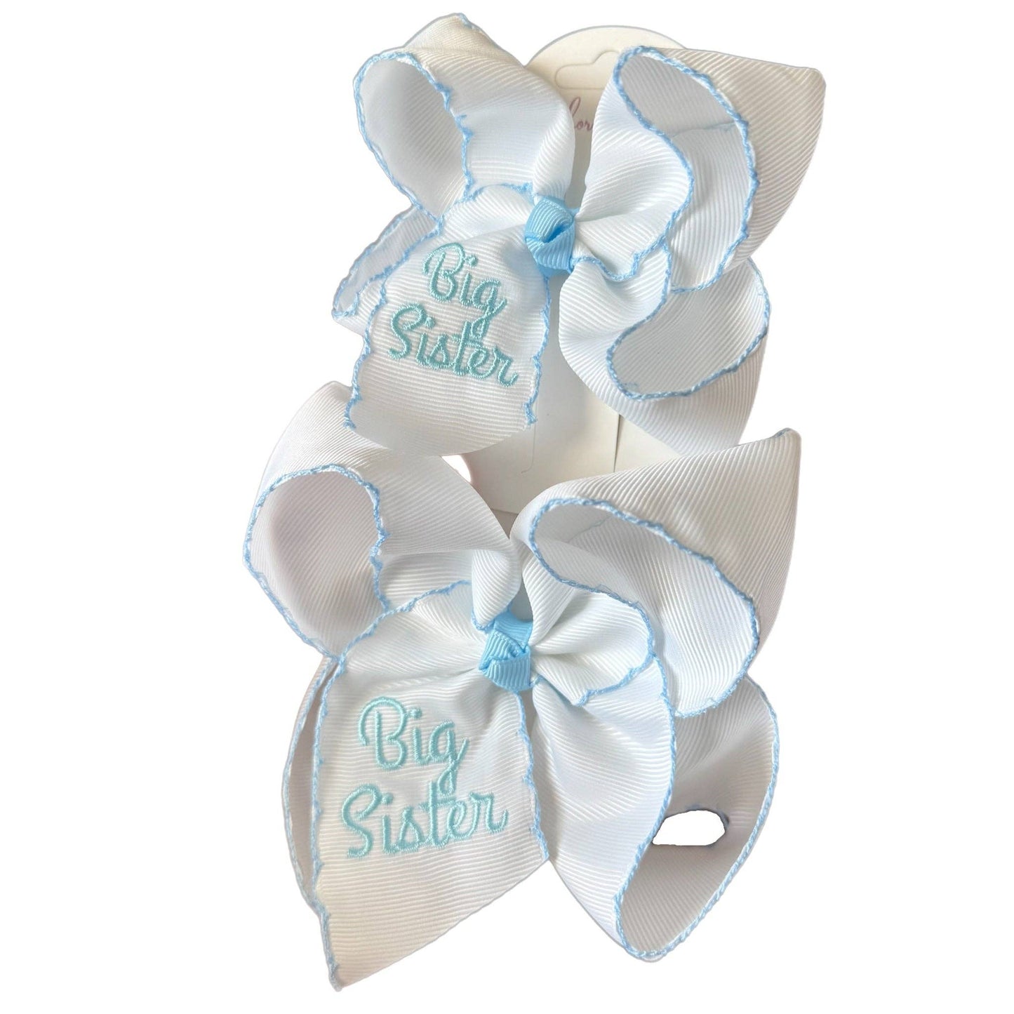 Just For Fun Threads - Big Sister Embroidered Moonstitch Hair Bow